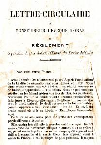 1908 DIOCESE D ORAN-DENIER DU CULTE EN 1908